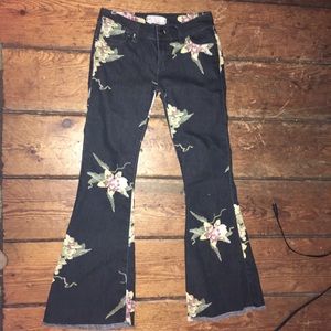 Flare free people flower jeans